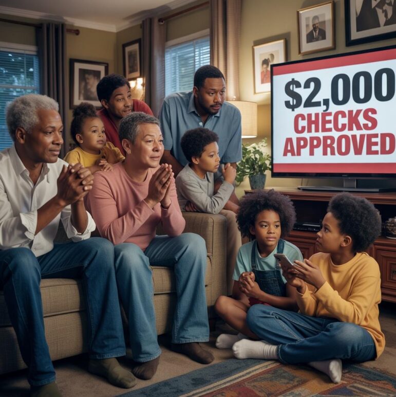 Family watching TV Report About $2,000 Check Approval - via eurAI