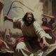 Jesus driving out the moneychangers and those who sold goods from the temple. (via Grok AI)