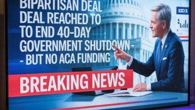News Anchor with update on deal to end Govt Shudown - via eurAI