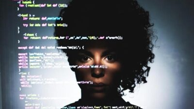 Representation of Black women facing online data and AI threats. - via GrokAI
