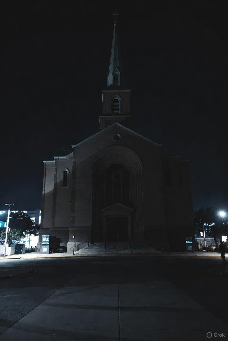 An American church in darkness - via GrokAI