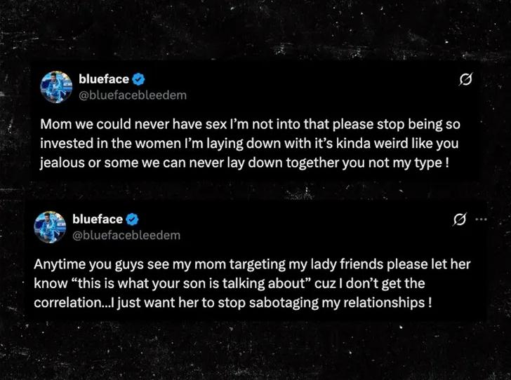 Blueface tweet to/about mom, Karlissa Saffold - screenshot