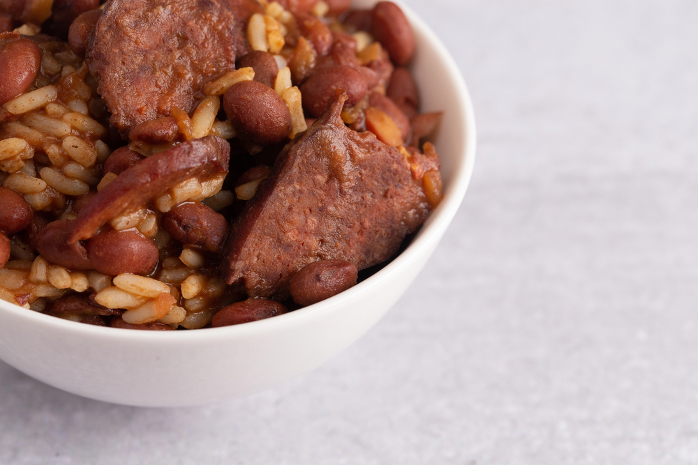 A Bowl of Red Beans and Rice with Sausage