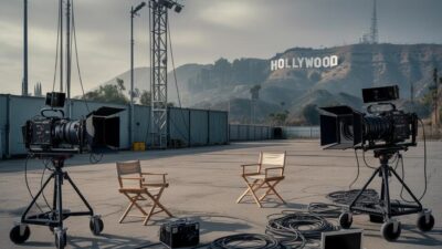 Hollywood Decline - A wide shot of a deserted Hollywood film set in Los Angeles - eurAI