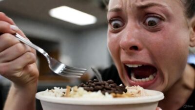 Woman reacting to rodent in Chipotle food she ordered - via GrokAI