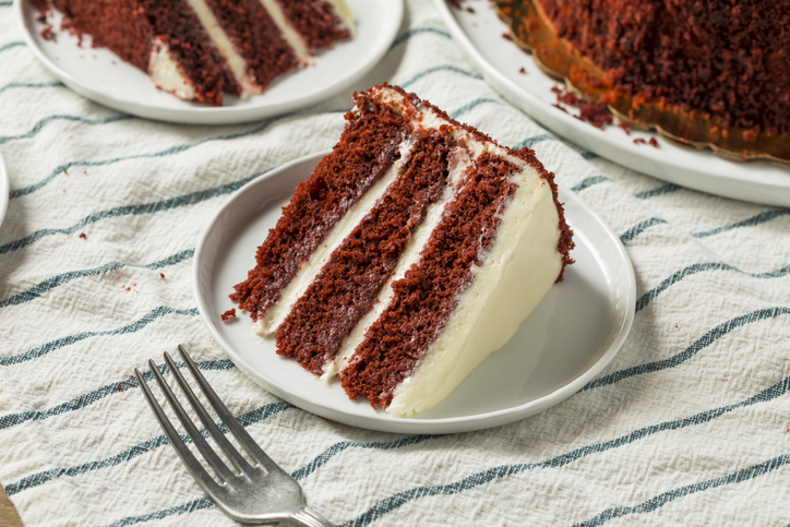 slice of Red Velvet Cake stock photo