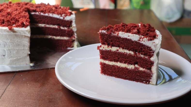 slice of Red Velvet Cake stock photo
