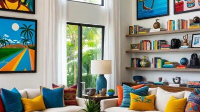 A stylish, modern living room inside one of the 305 Miami Houses properties - via GrokAI