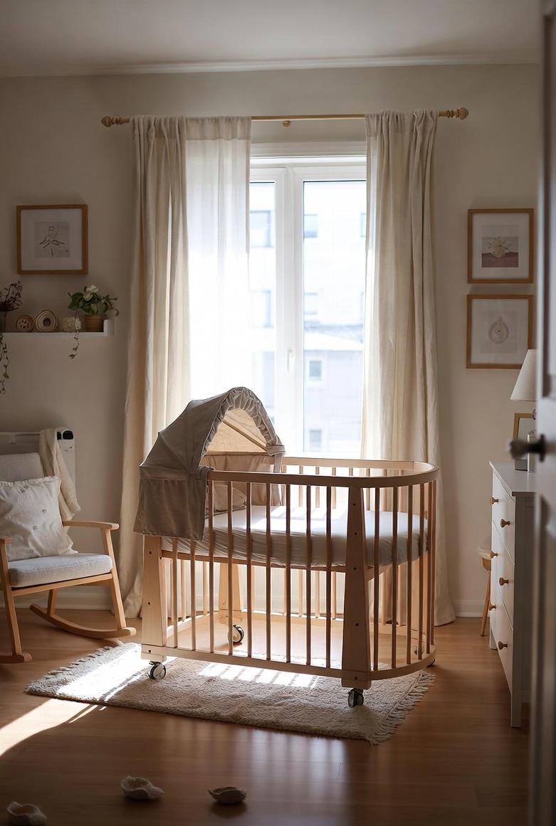 An image of a baby bassinet in an empty nursery, and a feeling of quietness or absence - via eurAI