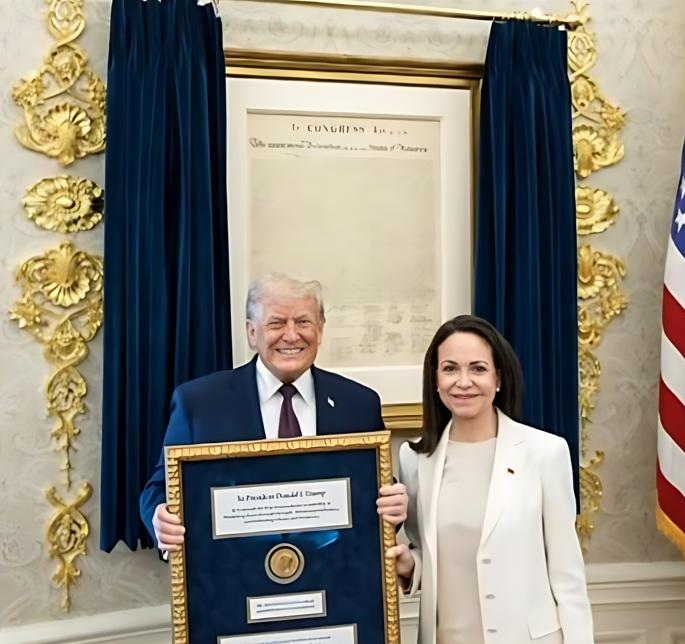 Donald Trump and Mar&iacute;a Corina Machado - via screenshot