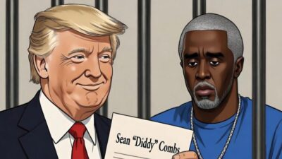 Donald Trump and Sean 'Diddy' Combs (cartoon) - via GrokAI