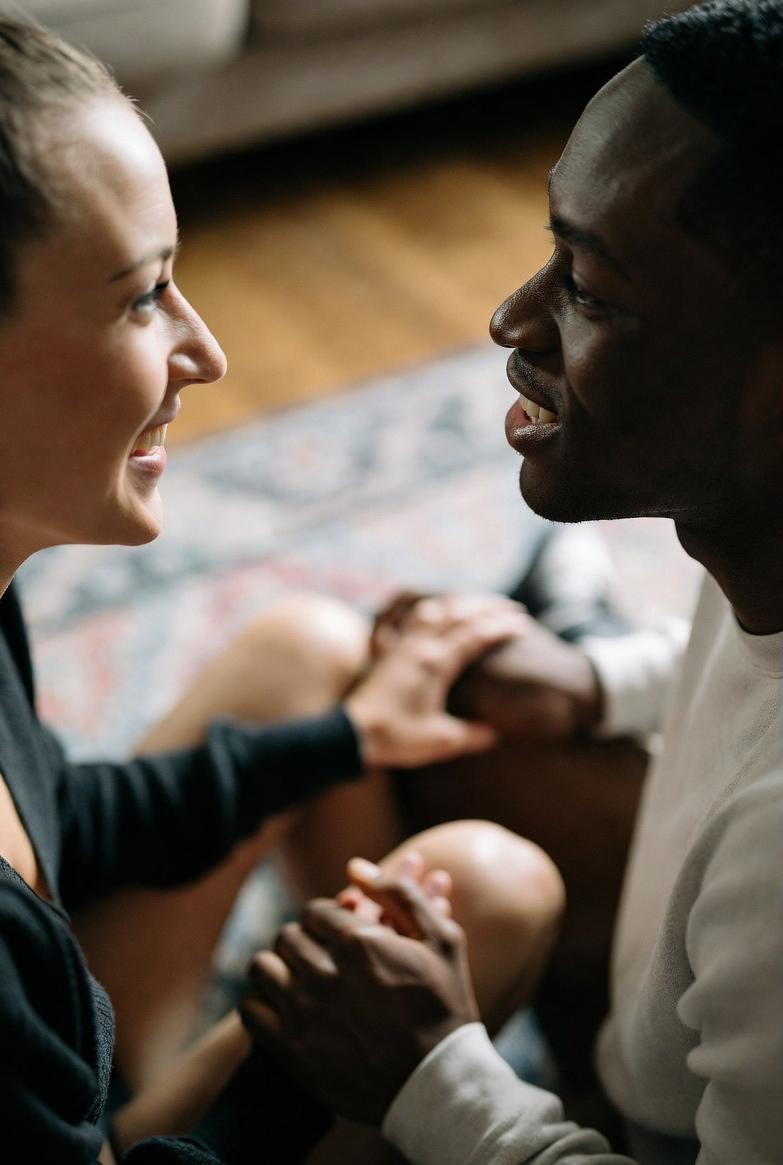 Interracial couple - Building trust begins with heartfelt words that make your partner feel seen - via eurAI