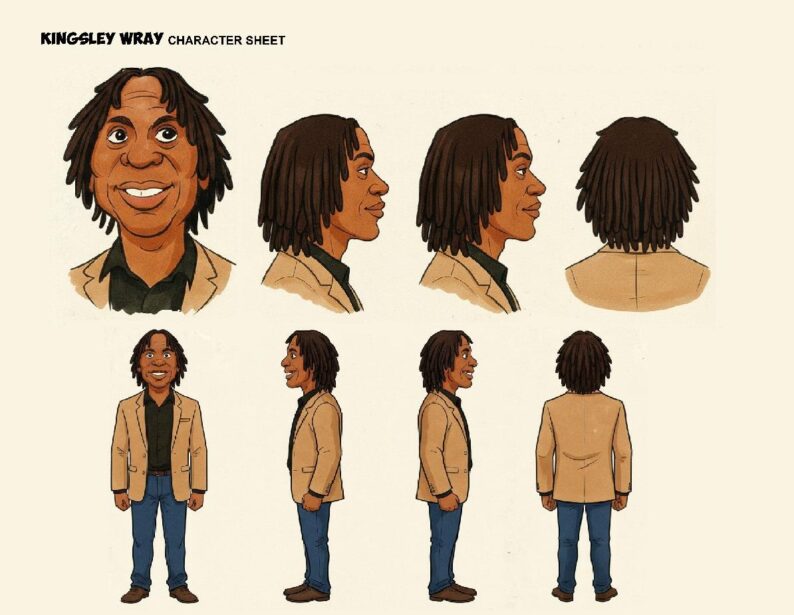 Kingsley Wray character sheet - by Tayo Fatunla
