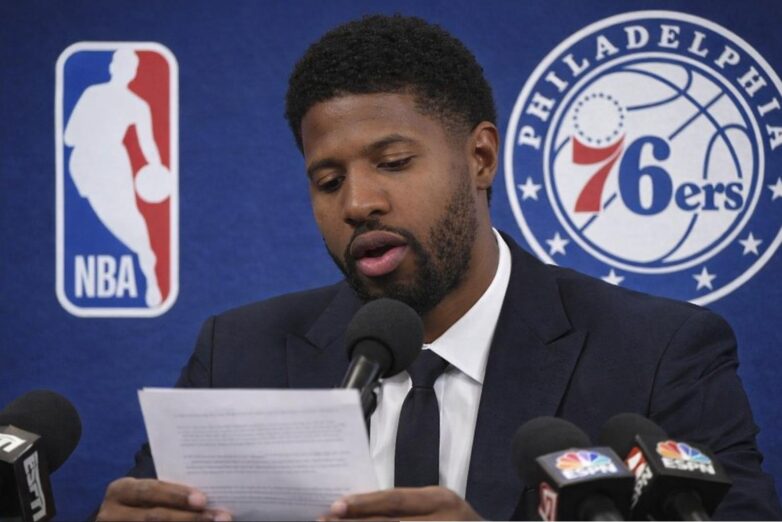 Paul George reading a statement about his suspension - via eurAI