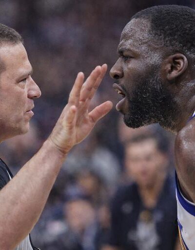 Photorealistic pic of white NBA ref with hand in Draymond Green's face - via eurAI