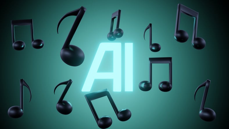AI symbol with musical notes/