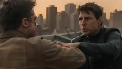 Brad Pitt and Tom Cruise (in realistic AI generated movie clip)