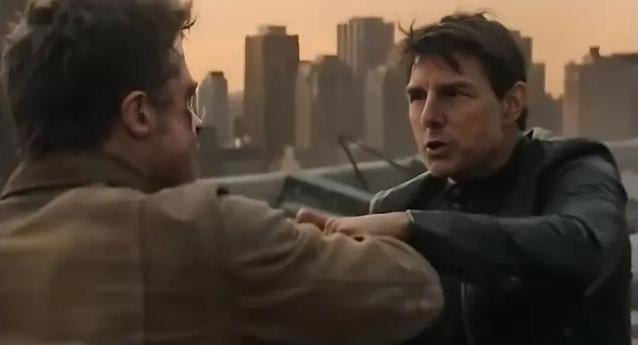 Brad Pitt and Tom Cruise (in realistic AI generated movie clip)