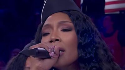 Brandy performing the National Anthem - screenshot