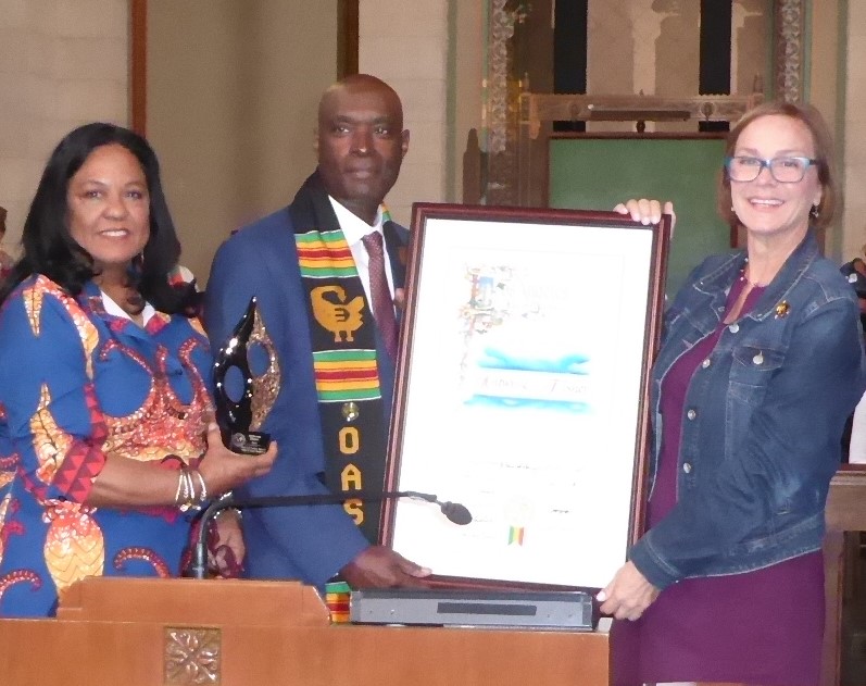 Councilmember Heather Hutt, Antwone Fisher and Councilmember Traci Park: Photo Credit, Ricky Richardson