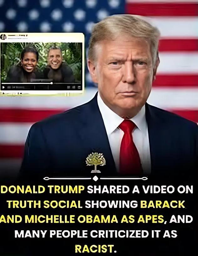 Donald Trump with Obamas as apes
