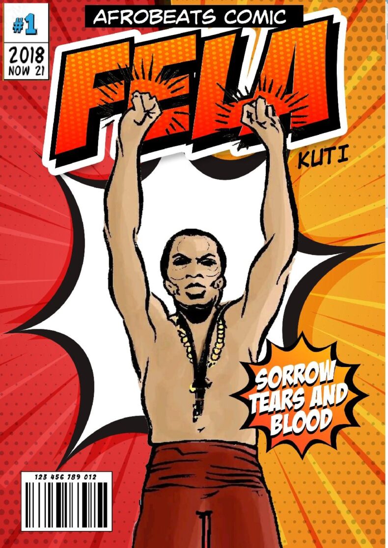 Fela Kuti as comic book hero - by TAYO Fatunla