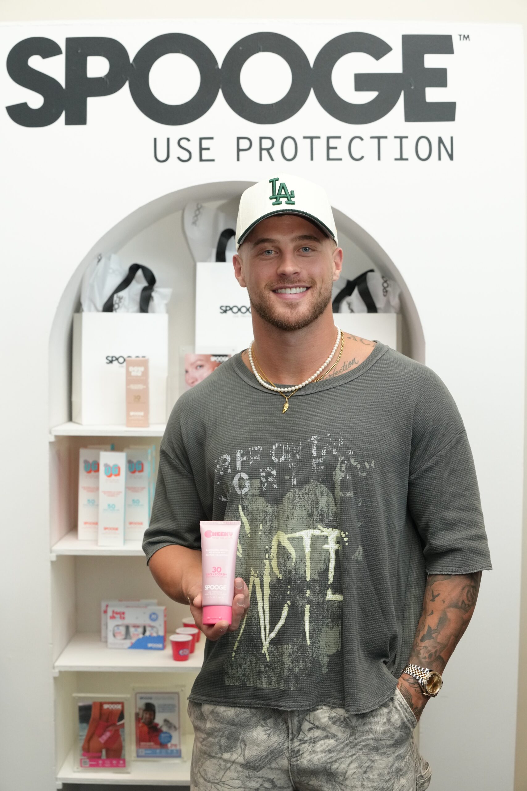 Love Island USA star Josh Goldy with SPOOSH at the Annual GBK Brand Bar at the Pre-Grammy Luxury Lounge. (Photo Credit: Jaclyn Gentilesco)