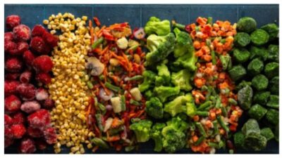display of frozen fruits and vegetables