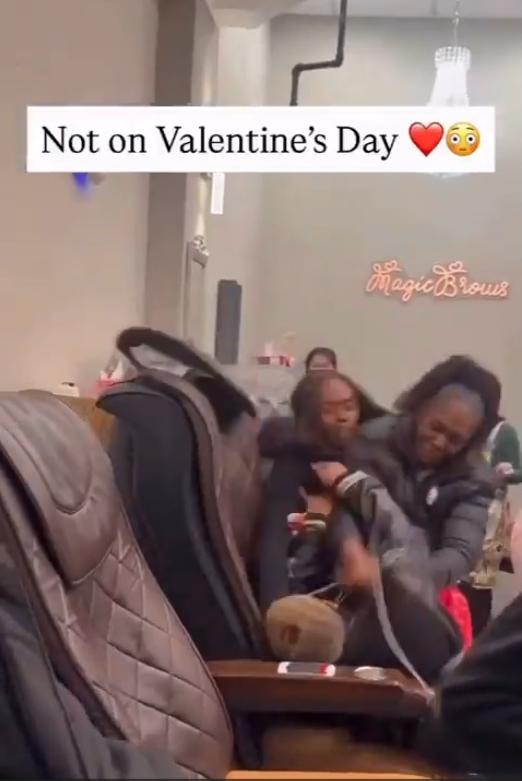 Nail salon fight on Valentine's Day / screenshot