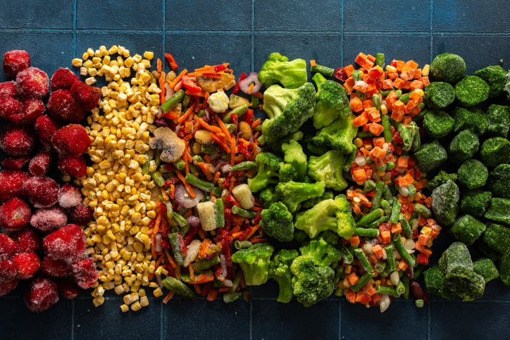 display of frozen fruits and vegetables