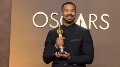 Michael B. Jordan poses backstage with the Oscar&reg; for Actor in a Leading Role during the 98th Oscars&reg;
