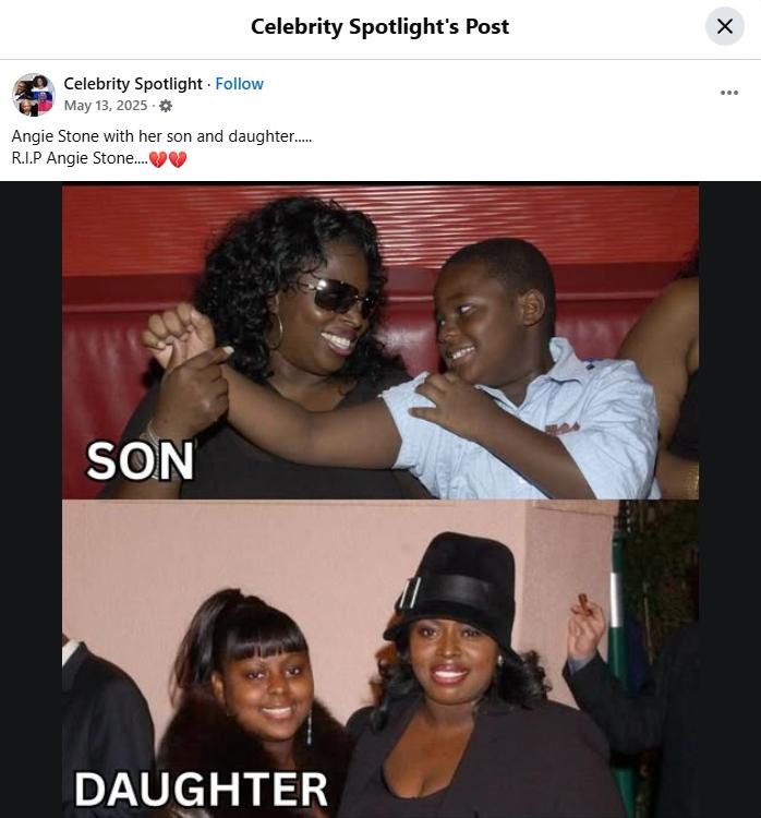 Angie Stone with son and daughter - via Facebook