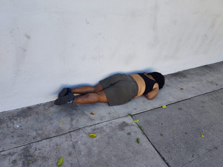 Young, Black female on an LA sidewalk | Black women homelessness Los Angeles