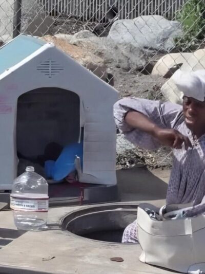 LA homeless woman (Jameelah Robinson) living in storm drain - screenshot