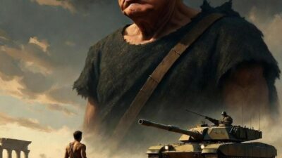Trump as Goliath arrogance meets divine reckoning - via GrokAI1.jpg
