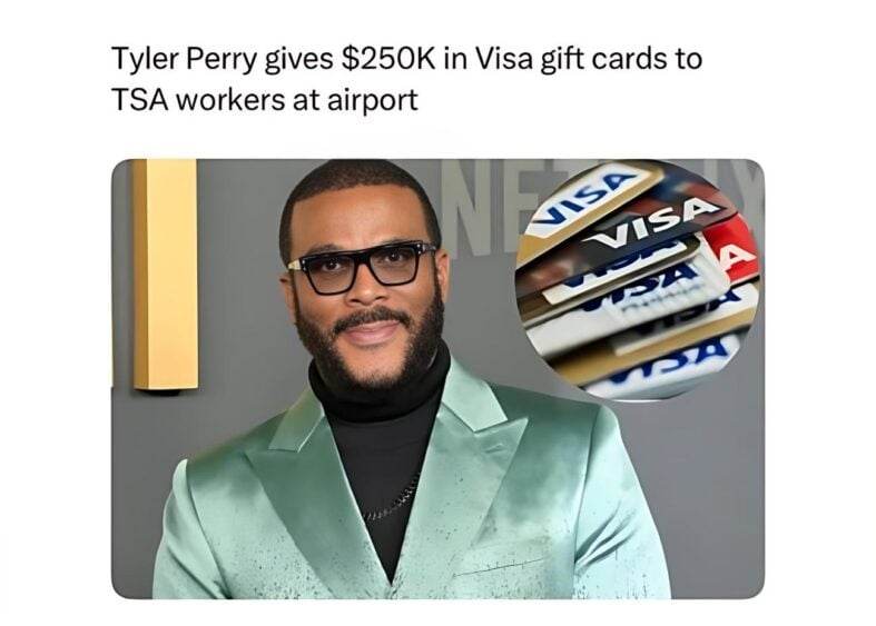 Tyler Perry gives gift cards to TSA workers in Atlanta