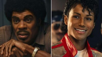 Colman Domingo (Joe Jackson) and Jaafar Jackson (Michael Jackson) in 'Michael' - via Lionsgate