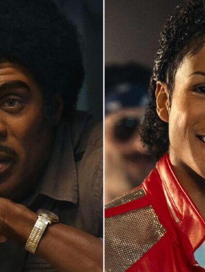 Colman Domingo (Joe Jackson) and Jaafar Jackson (Michael Jackson) in 'Michael' - via Lionsgate