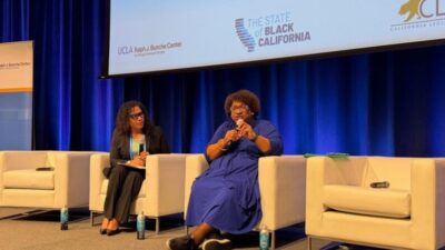 Dr Lorrie Frasure, Director of the UCLA Ralph J Bunche Center and California Secretary of State Shirley N Weber - Photo by CBM