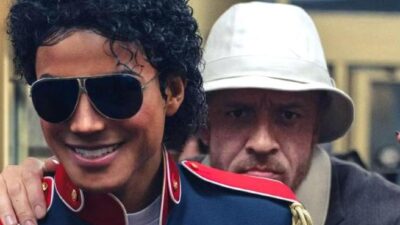 Jaafar Jackson as Michael Jackson and Keilyn Durrel Jones as Bill Bray in 'Michael'