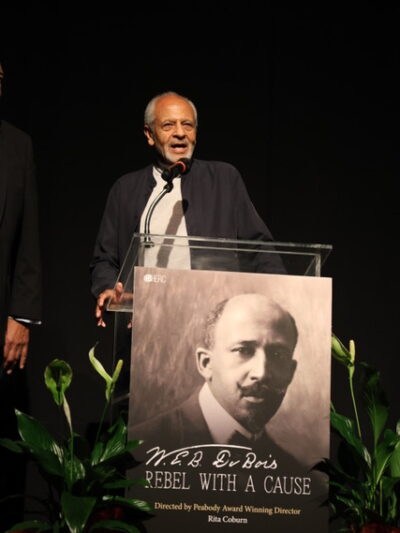 Legendary director Michael Schultz speaks on the impact of WEB Du Bois at private screening. Photo by Cazzie Burns photo courtesy of BHERC