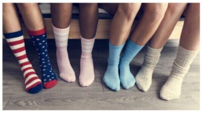 various people wearing socks