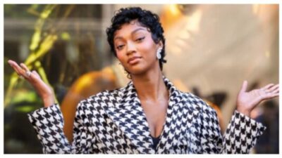 Angel Reese outside a Victoria's Secret event in Midtown Manhattan.