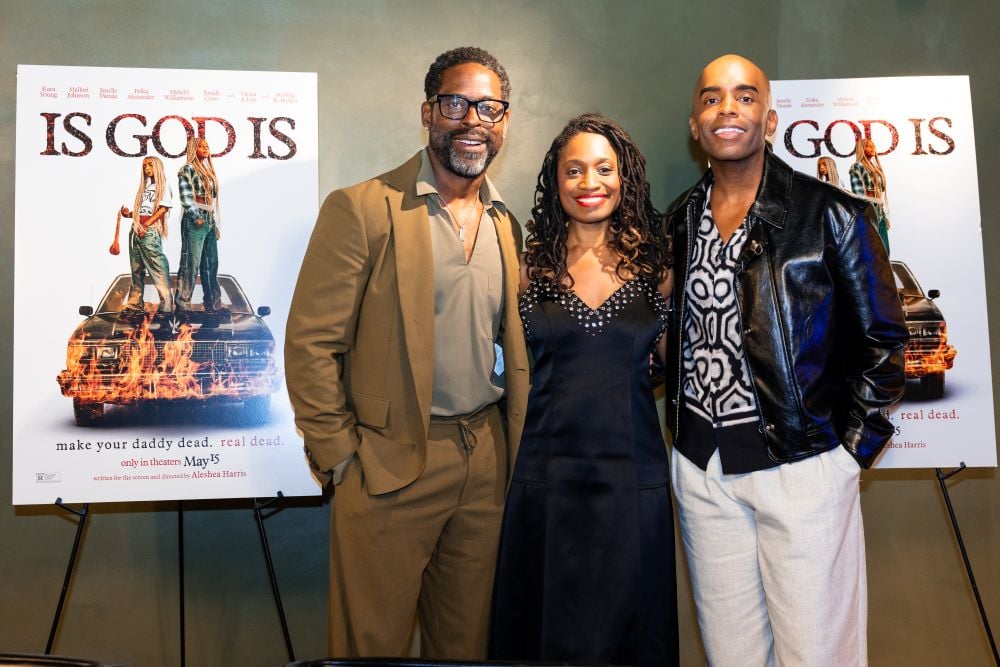 Sterling K Brown, Aleshea Harris, Chris Witherspoon at Is God Is screening (courtesy Popviewers)