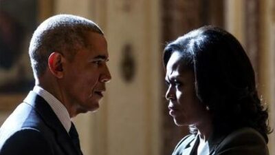 Barack and Michelle Obama (showing tension) - via eurAI1a