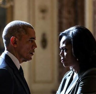 Barack and Michelle Obama (showing tension) - via eurAI1a