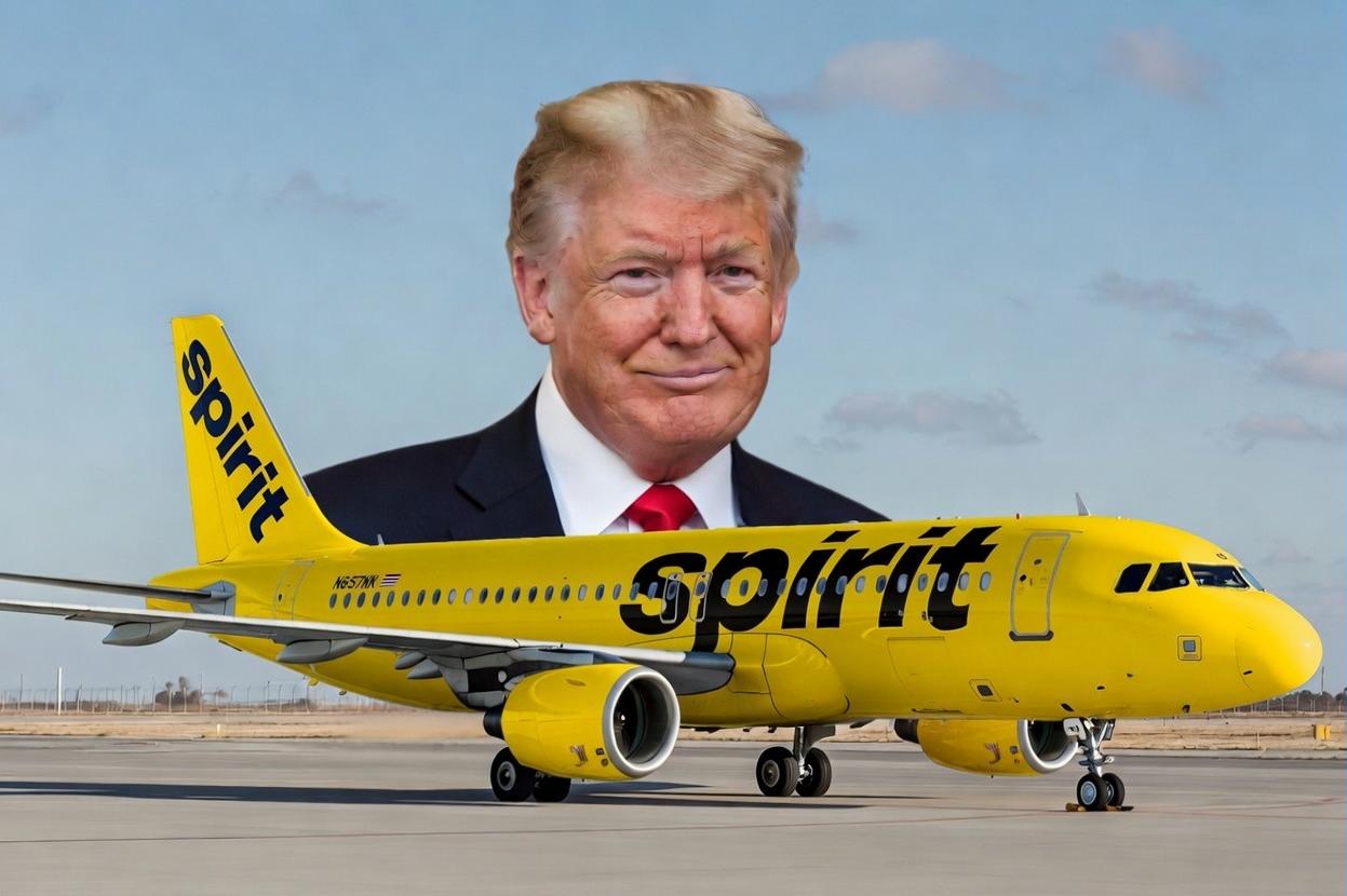 Donald Trump and a Spirit Airlines plane - via eurAI