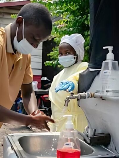 A man washes his hands before being screened to enter Kyeshero Hospital in Goma, Congo, on 05-18-26 - Jospin Mwisha-AFP via Getty