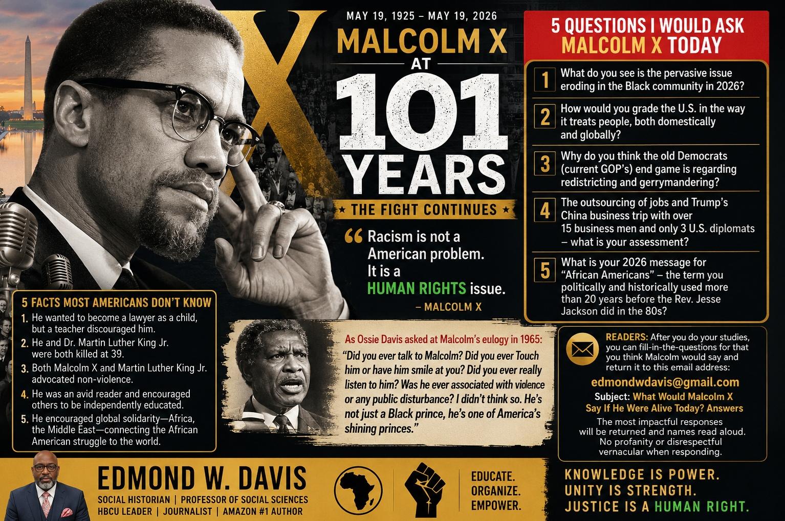 Malcolm X at 101: What Would He Say About America in 2026?