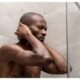 Black man showering